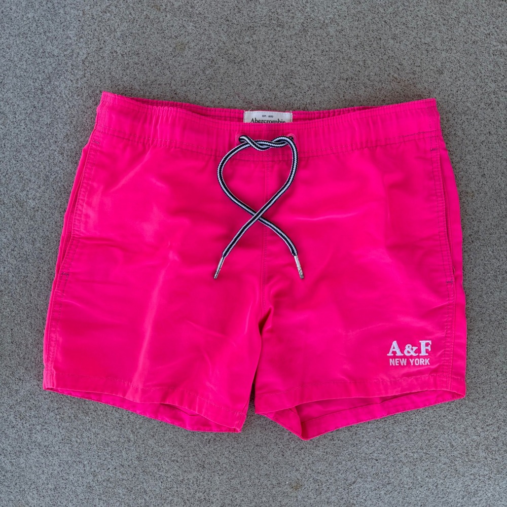 Abercrombie & Fitch Mens XS Swim Trunks - Pink Mesh Lined Shorts